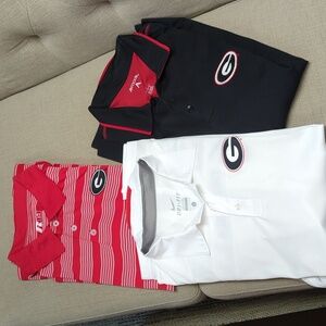 Men's lot of 3,Georgia Bulldogs golf polos. Size large. Nike,Russel(NWT),Antigua